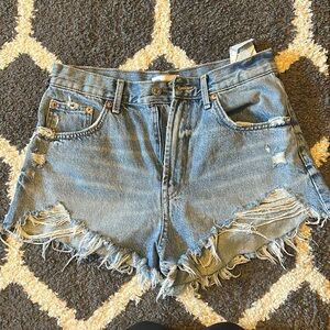 Zara distressed denim shorts